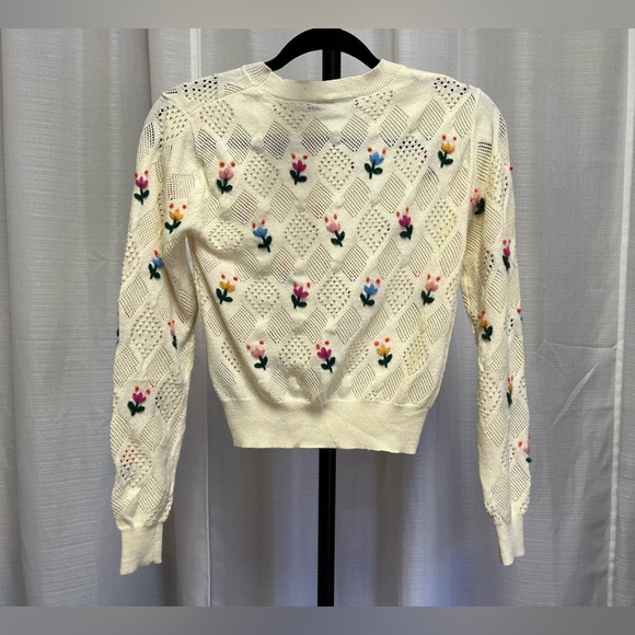 Zara Floral Embroidered Knit Sweater | size Small - Picture 4 of 7